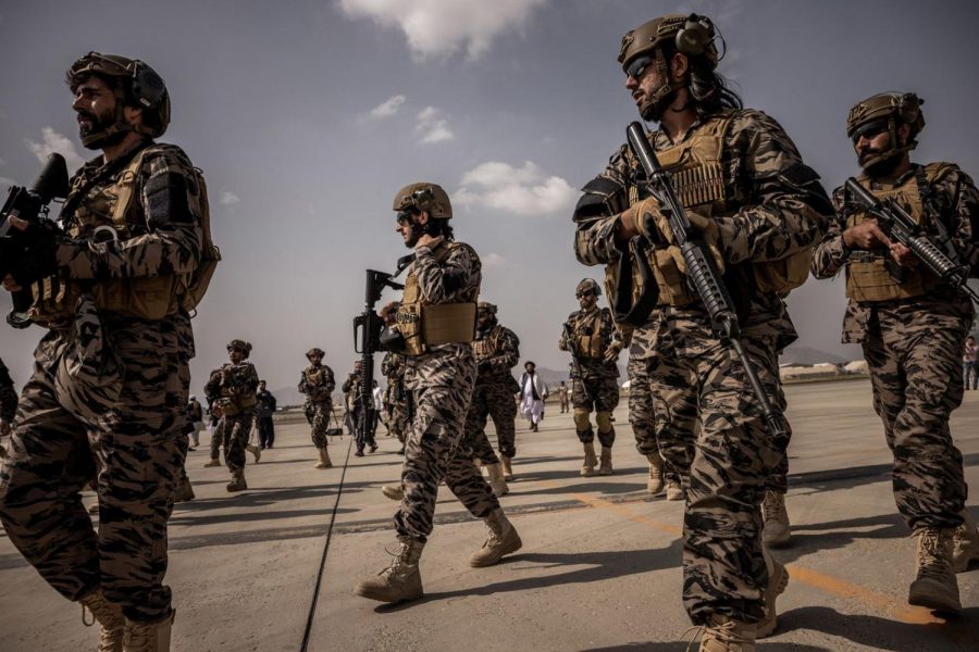 The Taliban fighters at the Kabul airport on August 31, 2021