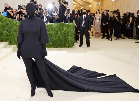 Kim Kardashian in her unique ensemble at the Met Gala.
Credit to Mike Coppola/Getty Images