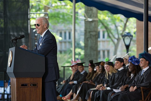Biden giving a commencement speech