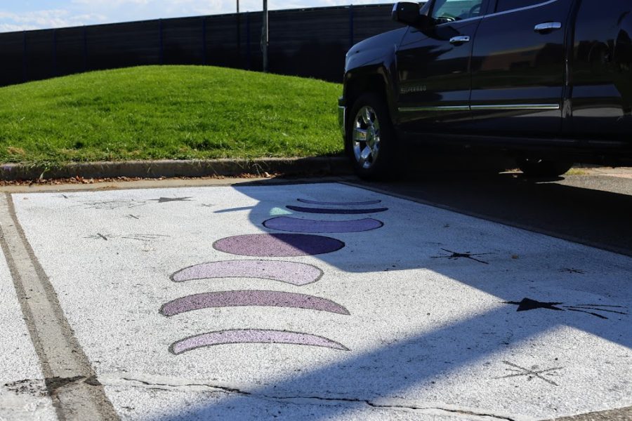 3. A parking lot spot beautifully depicting the phases of the moon. 