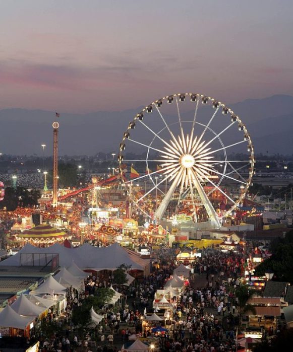 View of the Los Angeles County Fairgrounds at dusk