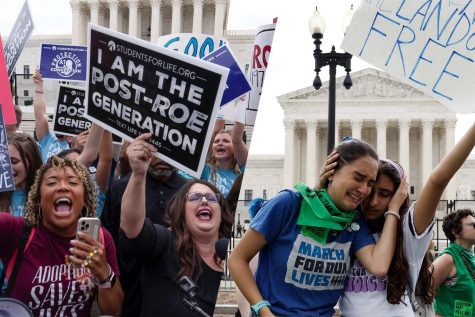 Pro-life (left) vs pro-choice (right) reactions to the Supreme Court overturning Roe v Wade