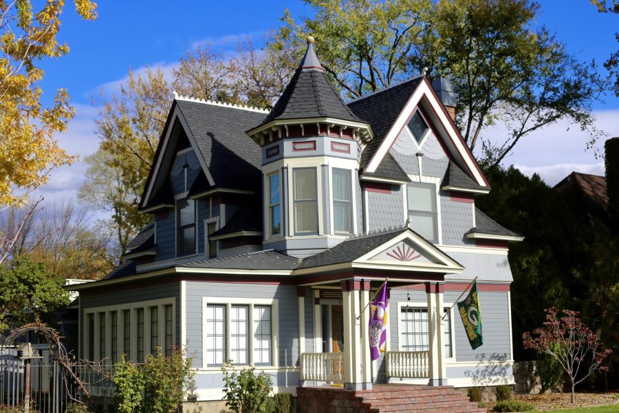 A Victorian home on Warm Springs that stands out with its beautiful color and intricate design. 