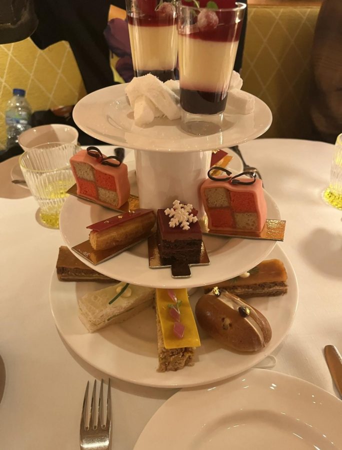 A lovely platter of sandwiches and sweets make up the afternoon tea at Sketch London. 