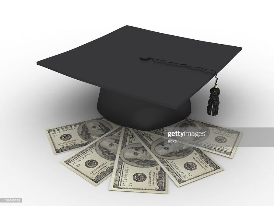 Money coming from a graduation cap