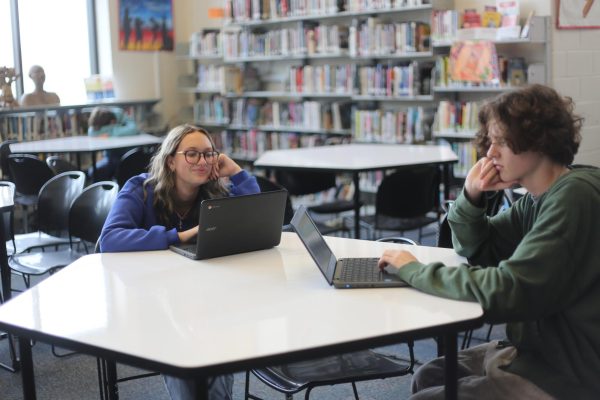Students working in the Timberline library.