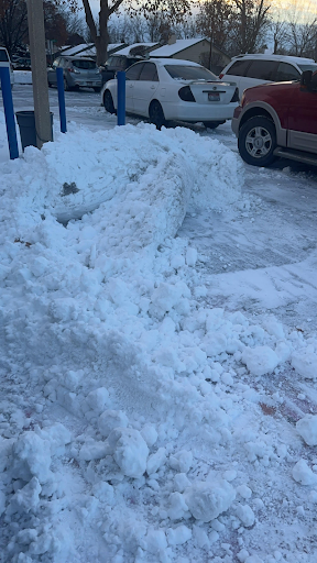 Senior Mina Boams parking spot had snow shoveled into it, making it difficult to park. 