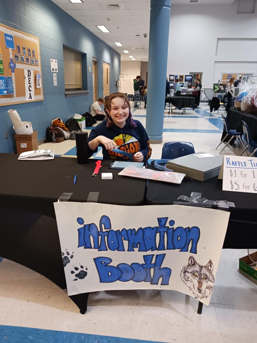 Charlie Sorenson (Senior) was working the information booth for art night