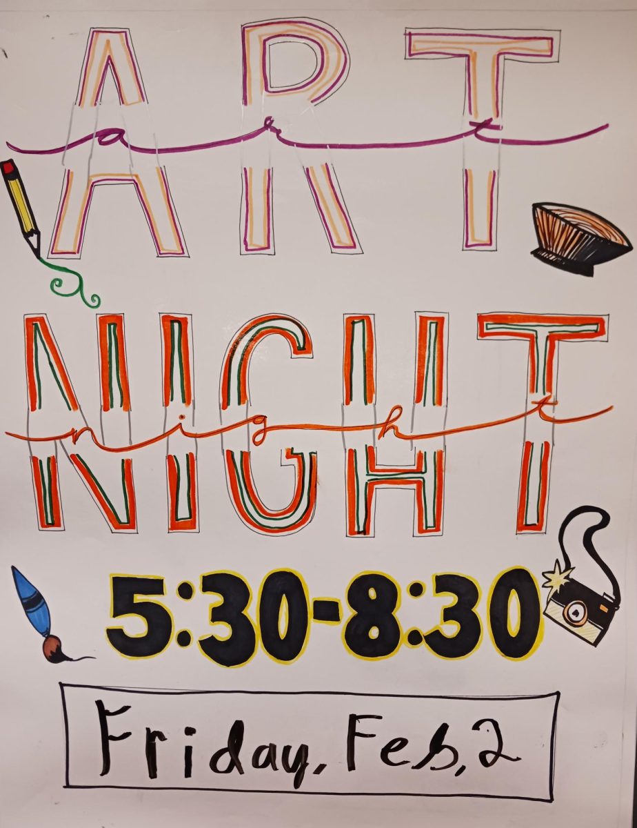 Poster to welcome people to Art Night.