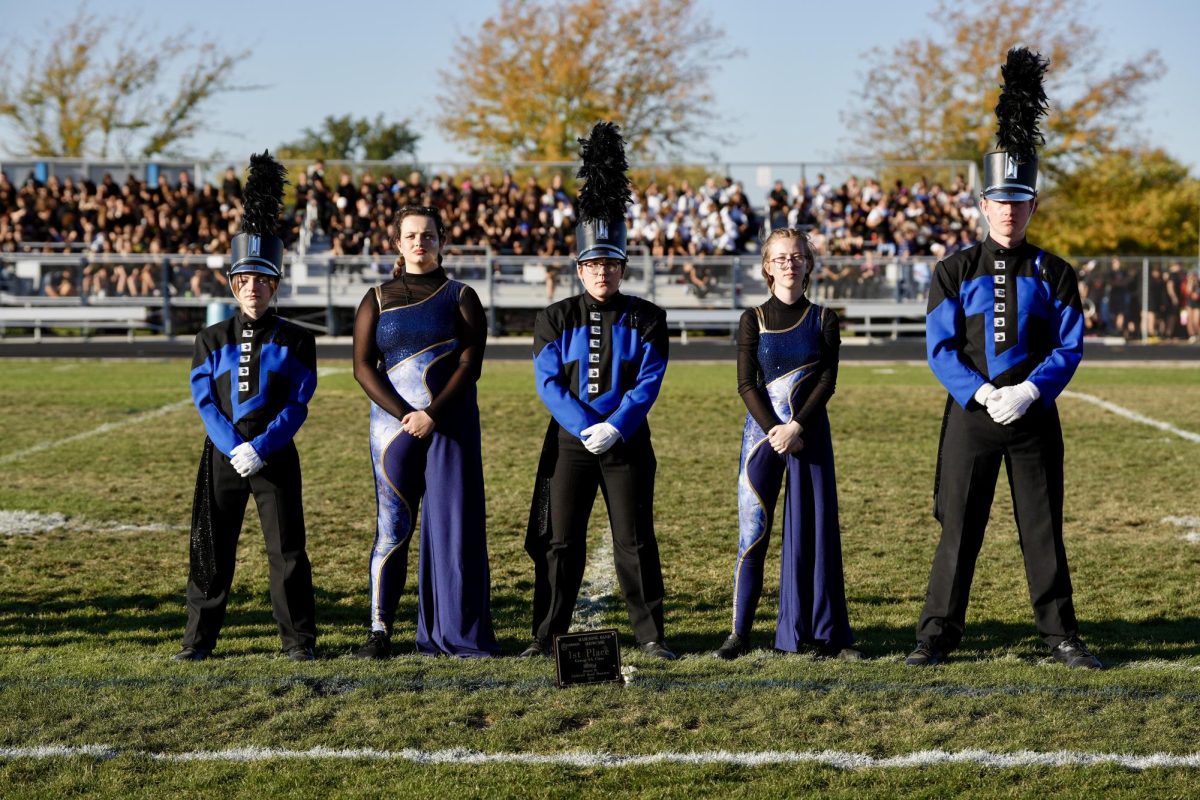 Timberline “Wolf Pack” Marching Ensemble’s Drum Majors & Color Guard Captains at US Bands Caldwell Invitational Award Ceremony