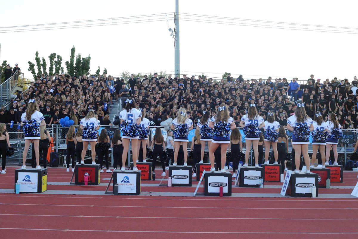 Timberline Cheerleaders Pumping Up the Wolfpack Student Section