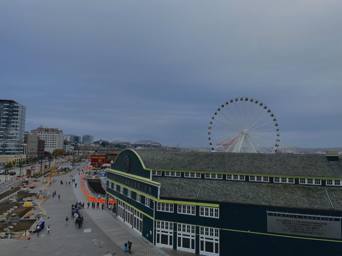 The view on the pier looking out across downtown Seattle