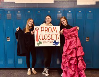 From left to right, Nevaeh McClarin (So.), Kinzy Barber (So.), Noelle Ramsay (So.), Organizers for TImberline's Prom Closet.