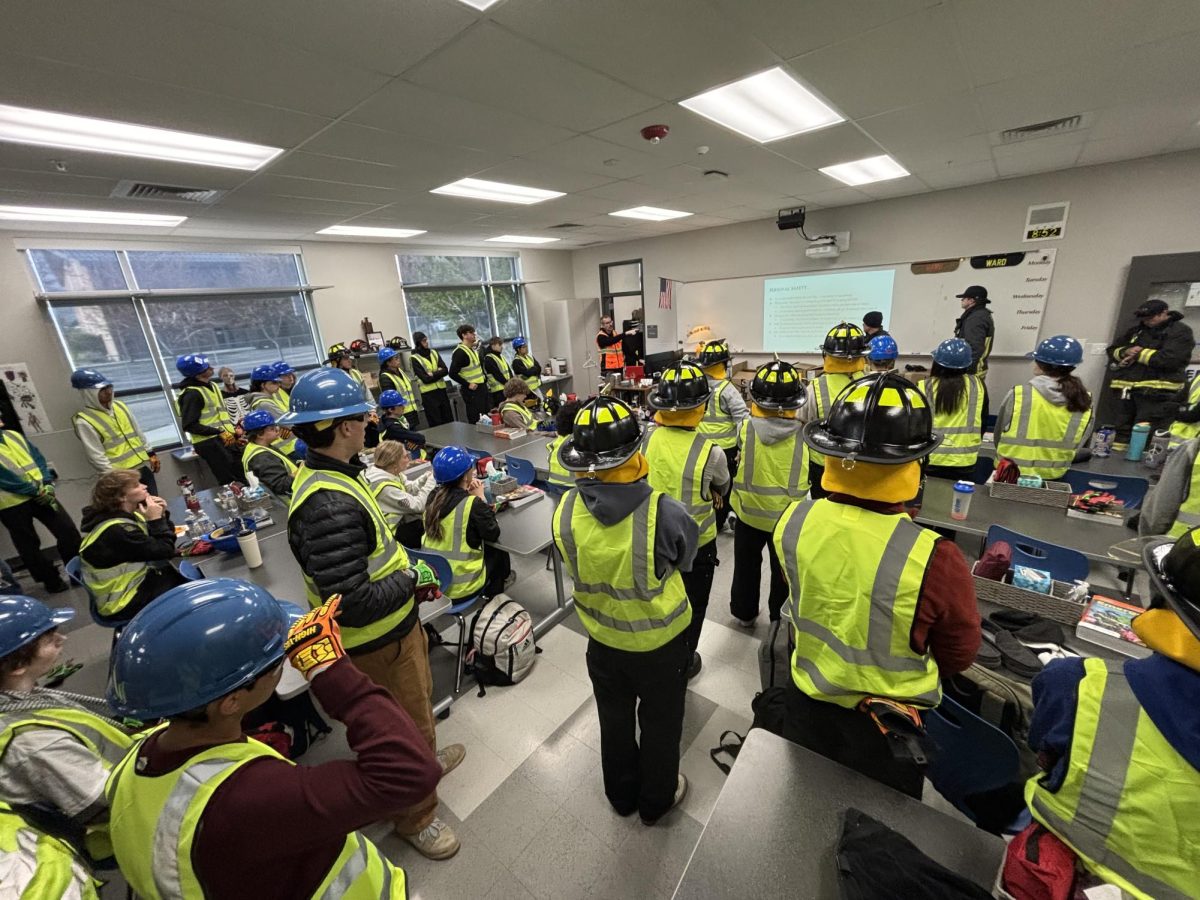 The Fire and EMT class going over rules and protection.