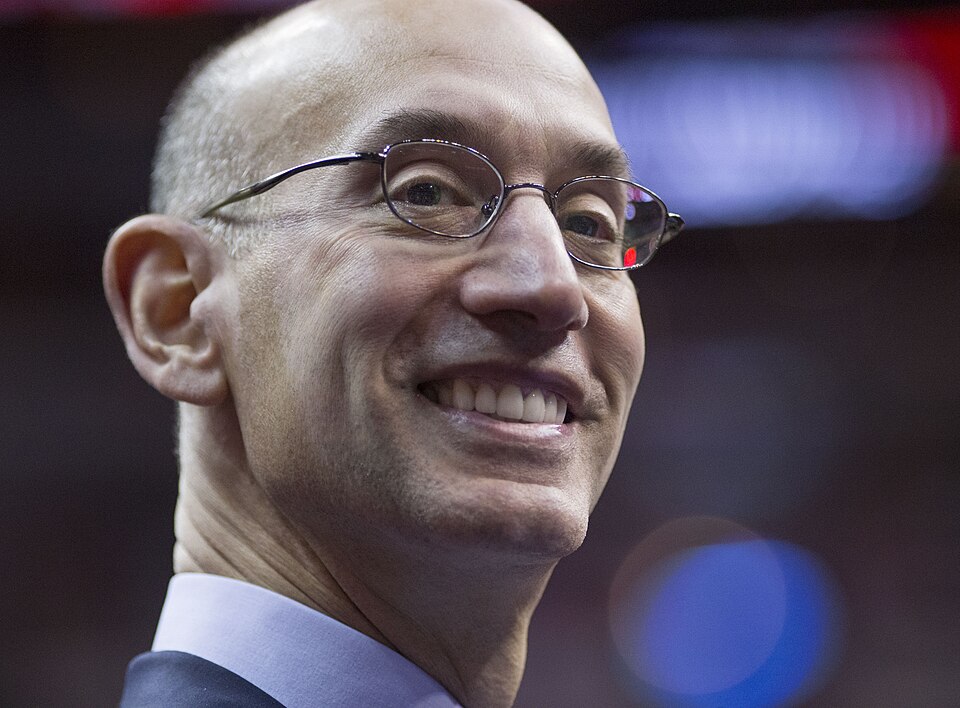 NBA Commissioner Adam Silver at a game between the Cleveland Cavaliers and Washington Wizards at Verizon Center on November 21, 2014 in Washington, DC.

"Adam Silver (15847004771)" by Keith Allison from Hanover, MD, USA is licensed under CC BY-SA 2.0.
