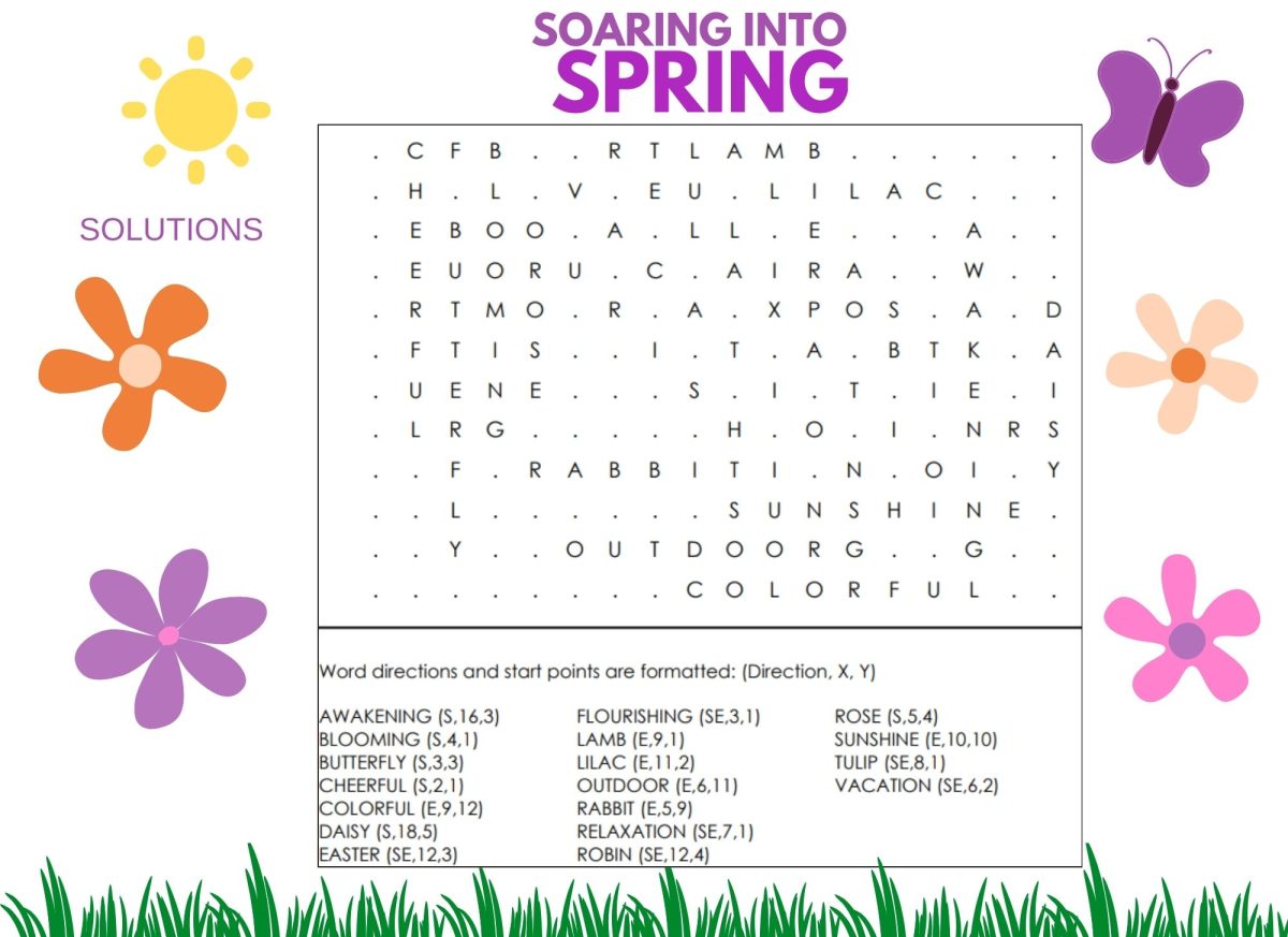 Soaring into Spring- Word Search Solutions