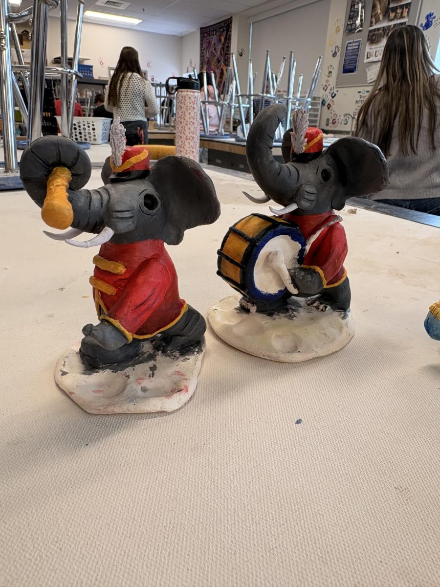 Aliyah Pergande (Sr.) captures the playful spirit of the elephant with exquisite detail.