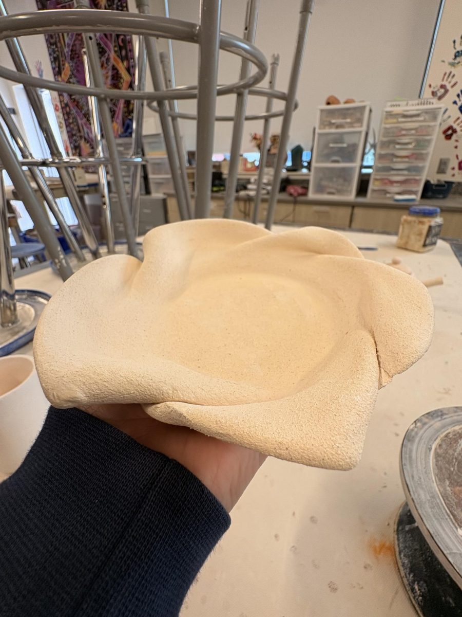 Taylor Miller (So.) created a plate awaiting glaze.