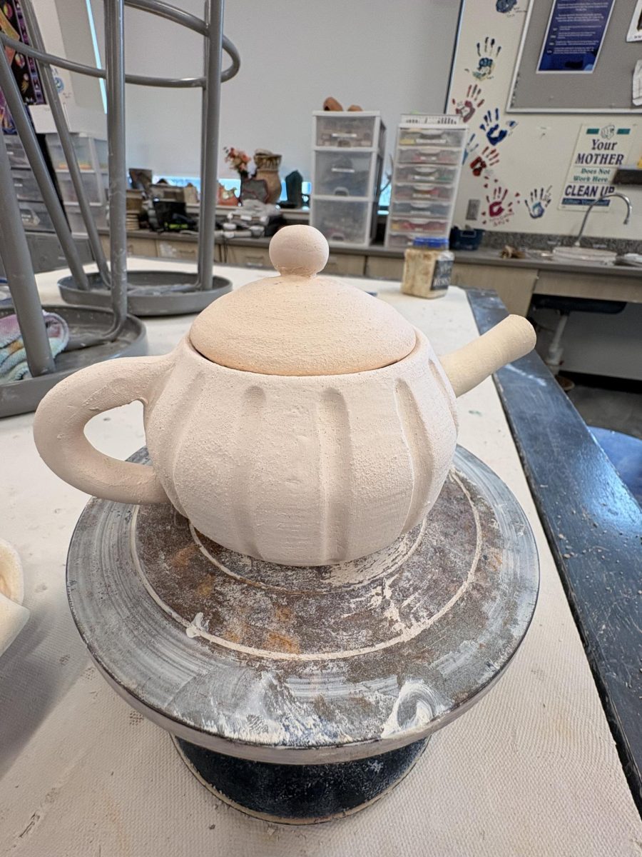 Taylor's Teapot- Taylor Miller (So.) created a teapot that is awaiting the glaze process.